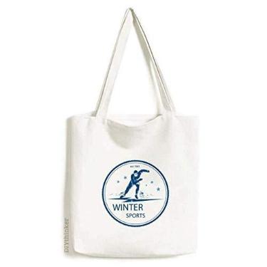 Imagem de Bolsa esportiva de inverno com estampa de roupa de esqui e botas, bolsa de compras, bolsa casual