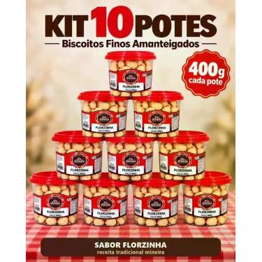 Imagem de Biscoito De Maizena Florzinha Kit 10 Potes 400g Caseiro - Vó Landa