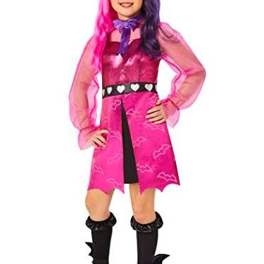Imagem de InSpirit Designs Fantasia infantil Monster High Draculaura | Tamanho juvenil disponível em P-GG | Vestido rosa com gravata borboleta, meias e outros acessórios, médio