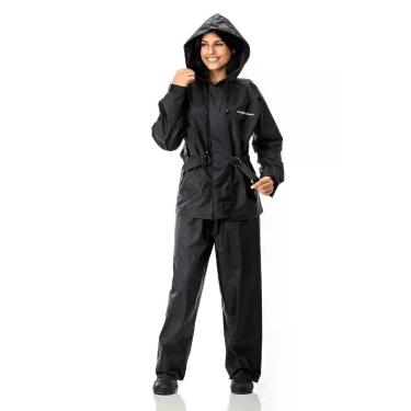 Imagem de Conjunto Capa de Chuva Nylon Feminino com Capuz Pantaneiro, EX, Preto