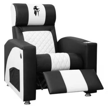 Imagem de Cadeira Gamer Sparta Com Encosto Reclinável E Carregador Usb Cor:corino Preto/branco