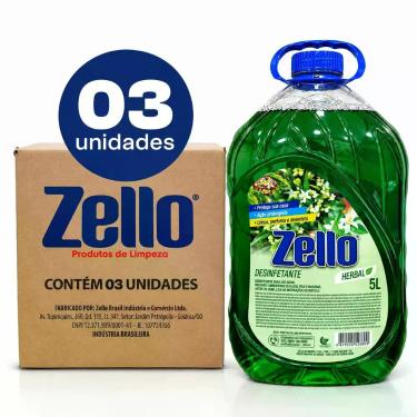 Imagem de Desinfetante Zello Herbal 5L - Caixa com 3 Unidades