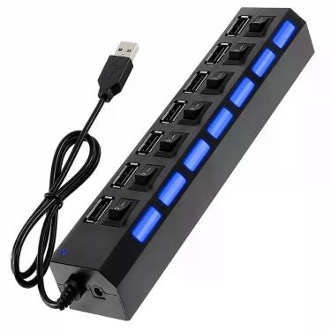 Imagem de Hub USB 2.0 7 Portas Com Interruptor On Off Alta Velocidade Para Noteb