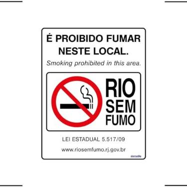 Imagem de Placa De Sinalização É Proibido Fumar Neste Local Rio Sem Fumo 20x25 Ekomunike - P-5/4 F9e