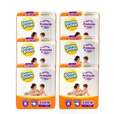 Imagem de Kit 6 Fraldas Pompom Derma Protek Infantil Conforto Proteção, Extra ex