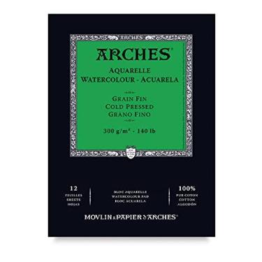 Imagem de ARCHES Aquarelle 300 g/m² Grão Fino Branco Natural Bloco 14,8x21 12 Folhas.