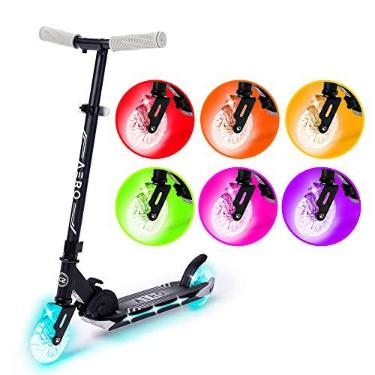 Imagem de Patinete Aero para crianças de 5 a 7 anos, meninos e meninas, patinete de 2 rodas com luzes dinâmicas, dobrável e com altura ajustável