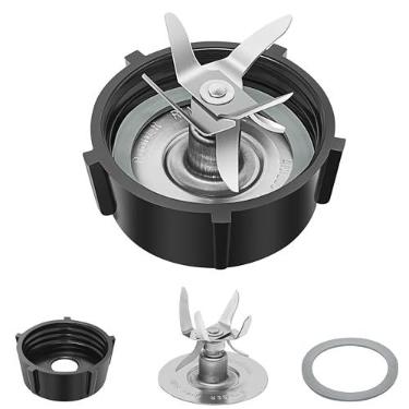 Imagem de Peças de reposição do liquidificador para liquidificador Oster - Lâmina de aço inoxidável de 6 pontos com tampa de base de pote e 1 peça de vedação de anel O para liquidificador Oster e Osterizer