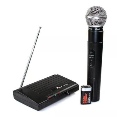 Imagem de Microfone Sem Fio Uhf Wireless Bivolt Karaokê Profissional KP-910