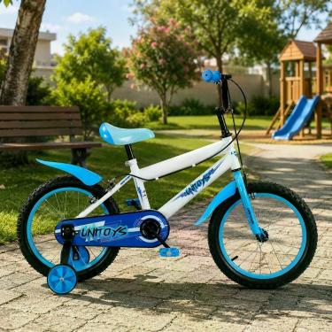 Imagem de Bicicleta Infantil Aro 16 com Rodinhas Removíveis Freios Dianteiro e Traseiro Branco Unitoys