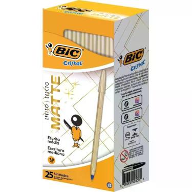 Imagem de Caneta Esferográfica Cristal Mate Ouro Caixa com 25 - BIC
