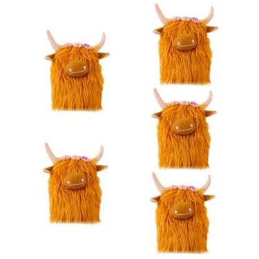 Imagem de Hemobllo 5 Peças Boneca De Iaque Highland Bezerro De Pelúcia Vaca Animal De Pelúcia Animais De Fazenda Boneca De Vaca De Pelúcia Animal Vaca Sofá Boneca Crianças Brinquedos Brinquedos De
