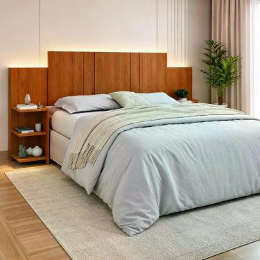 Imagem de Cabeceira para Cama Box Casal Queen e Solteiro Versare com Mesa de Cab
