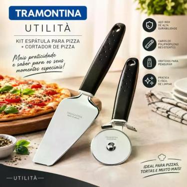 Imagem de Kit Tramontina Utilità: Cortador e Espátula de Pizza em Aço Inox