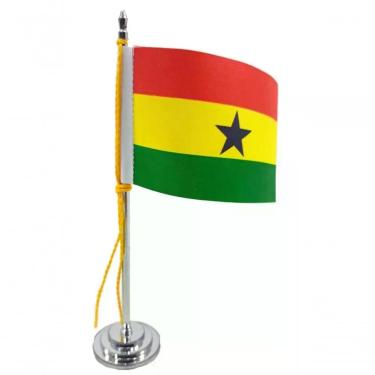Imagem de Mini Bandeira De Mesa Da Gana 15 Cm Poliéster
