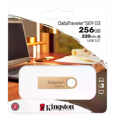 Imagem de Pendrive Kingston Datatraveler SE9 G3 256GB USB 3.2 Metal sem Tampa Dourado