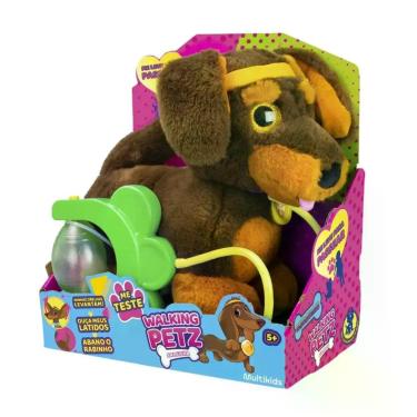 Imagem de Walking Petz Salsicha Pelúcia de Cachorro Brinquedo Infantil Multikids