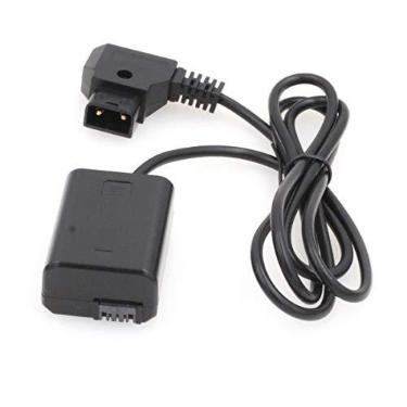 Imagem de SZRMCC Bateria fictícia D-tap 2 pinos para NP-FW50 DC acoplador para câmera Sony A7 A7S A7R A7SII a5100 a6300 série NEX (cabo reto)