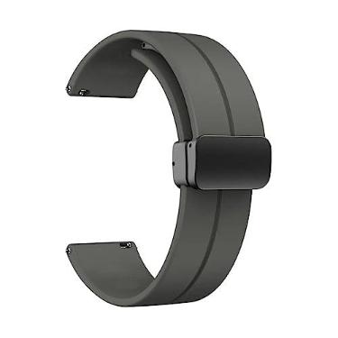 Imagem de Pulseira 20mm Silicone Fecho Magnetico Preto LTIMPORTS, compativel com Samsung Watch Active 2 44mm - Watch Active 40mm - Galaxy Watch 3 41mm - Galaxy Watch 42mm - Amazfit BIP - Amazfit GTS (Cinza Espacial)