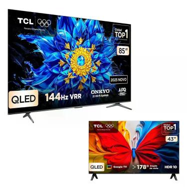 Imagem de Combo Smart TV TCL 85 QLED 4K P8L 144 Hz VRR 85P8L e Smart TV TCL 43 Q