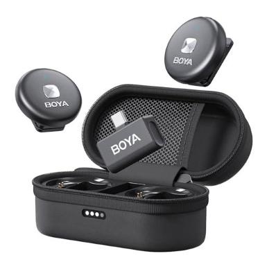 Imagem de Microfone de lapela sem fio BOYA Omic-U para telefone Android tipo C, cancelamento de ruído, bateria de 5 horas, estojo de carregamento Zíper, Microfone de lapela sem fio USB-C