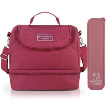 Imagem de Bolsa Térmica Lancheira Necessaire Marmita Lanches Bebidas 2 Compartim