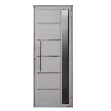 Imagem de Porta de Alumínio Lambril Solara com Visor e Puxador 70 x 210 Abertura