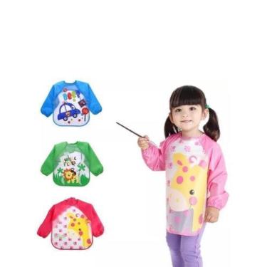 Imagem de Avental Babador Infantil Impermeável Manga Longa SA1203 - SAZ, Rosa Ga