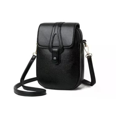 Imagem de Bolsa Porta Celular Grande Carteira Preta Transversal Removível Promo 