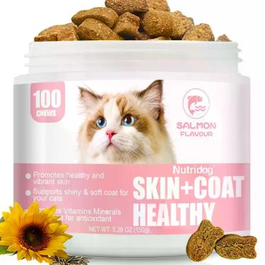 Imagem de Nutridog Snacks Mastigáveis para Pele e Pelagem de Gato Sabor Salmão 1