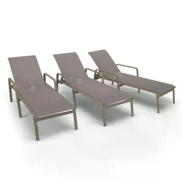 Imagem de Kit 3 Espreguiçadeiras Piscina Alumínio Fendi Tela Fendi