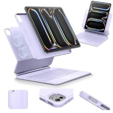 Imagem de ESR Capa Para Ipad Pro 13" Com Teclado (M4, 2024), Suporte Magnético De Fácil Instalação, Modos Retrato/Elevado, Removível, Série Rebound 360, Roxa