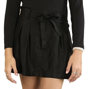 Imagem de Short Saia Meninas Viscose Preto Pregas e Faixa Cintura Ópera Kids Tam