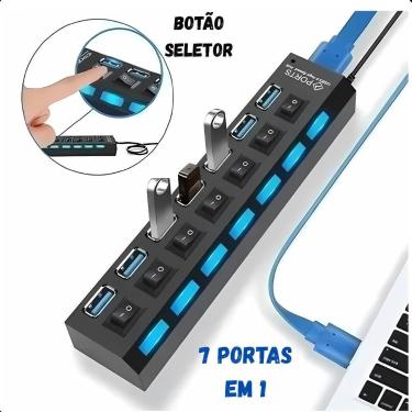 Imagem de Hub USB 2.0  Conecte 7 Dispositivos com Facilidade - LIPPIN