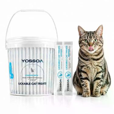 Imagem de Petiscos Lickáveis para Gatos YOSSOA de Frango com Ômega-3 100 Tubos