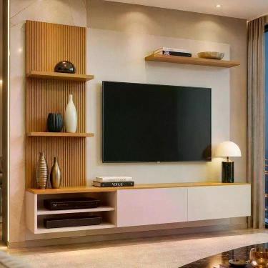 Imagem de Painel para TV até 65 Polegadas MDF 200CMX175CM Frisado Montana Bege -