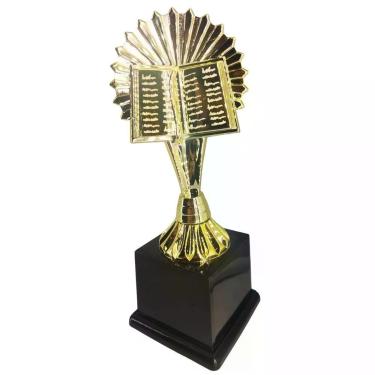 Imagem de Troféu 600022 Bíblia 20cm em Polímero Metalizado Dourado com Base Quadrada Vitória