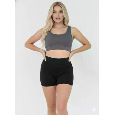 Imagem de Shorts Legging Feminino Moda Academia Ginastica Cintura alta Cós alto 
