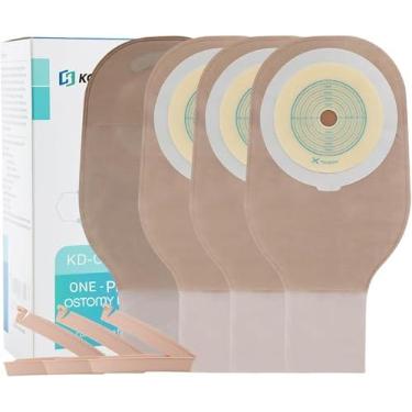 Imagem de Pacote com 25 sacos de ostomia, bolsa de colostomia de uma peça, suprimentos de ostomia, bolsas drenáveis cortadas para ajuste de 15 a 65 mm com fecho de braçadeira para cuidados com o estoma de