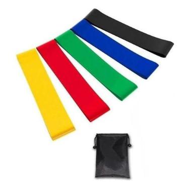 Imagem de Kit 5 Faixa Elástica Super Mini Band Para Treino Exercícios Yoga Pilates Fisioterapia
