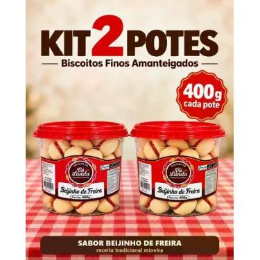 Imagem de Kit 2 Potes Biscoito Beijinho De Freira 400g Amanteigado - Delícias Da