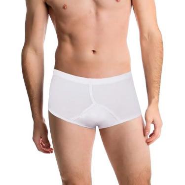 Imagem de Roupa íntima para incontinência masculina. Estilo Y branco que é ajustado e discreto. Tecido de alta tecnologia e travas de corte moderno na incontinência urinária. A solução simples perfeita para uma idade de idade (médio)