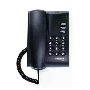 Imagem de Telefone Fixo Com Fio Preto Pleno Intelbras Mesa Parede Casa Consultór