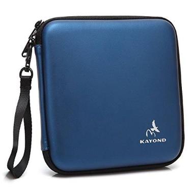 Imagem de KAYOND Estojo rígido portátil para armazenamento de viagem para USB externo, DVD, CD, regravador/gravador de Blu-ray e unidades ópticas (azul)