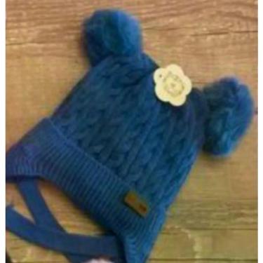 Imagem de Gorro Infantil OEM com Dois Pompom Acrílico e Elastano Tamanho Único Preto Forrado para Menino e Menina