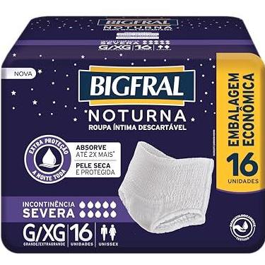 Imagem de Roupa Íntima Bigfral Noturna G/XG 16 Unidades