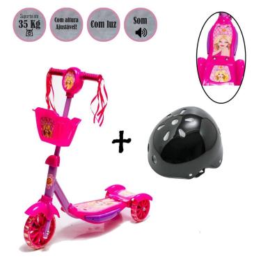 Imagem de Kit Patinete Princesa Belinda Rosa Suporta 35Kg E Capacete - DM Toys