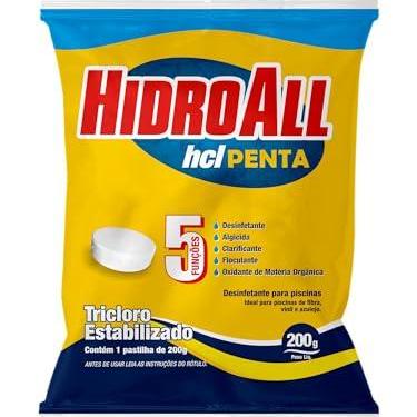 Imagem de HidroAll Cloro para piscinas hcl Penta pastilha 200g