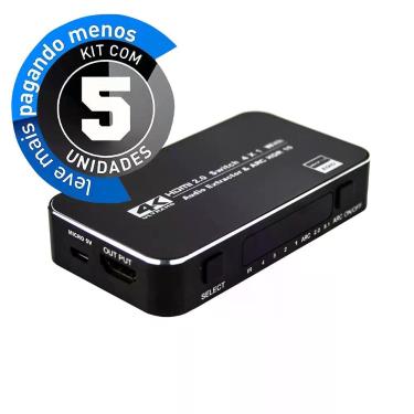 Imagem de Kit 5 Switch HDMI 2.0, 4K, 4 Portas com Controle - Outras
