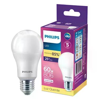 Imagem de Lampada Led Bulbo 9W 806Lm 180 Bivolt E27 Philips